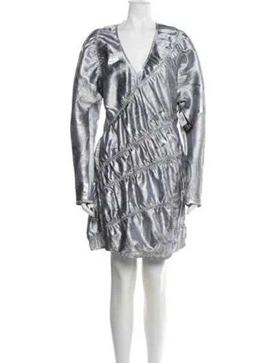 Pre-owned Ganni Printed Mini Dress In White