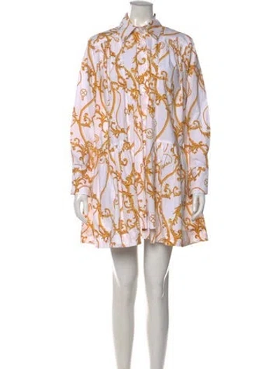 Pre-owned Ganni Printed Mini Dress In White
