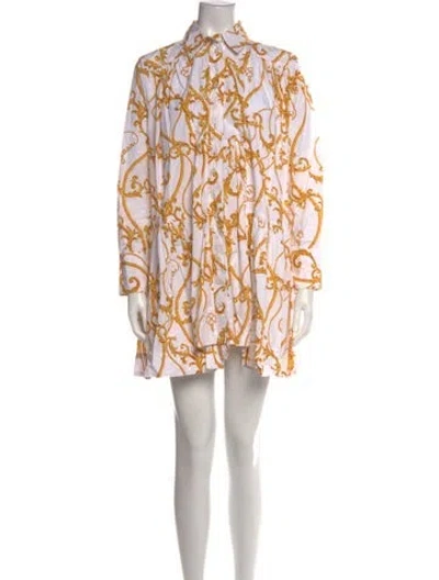 Pre-owned Ganni Printed Mini Dress In White