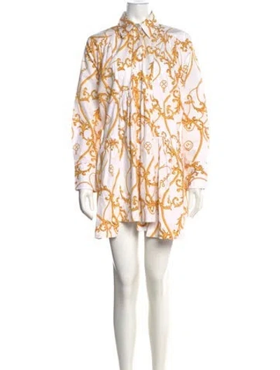 Pre-owned Ganni Printed Mini Dress In White