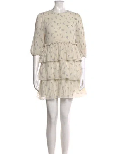Pre-owned Ganni Printed Mini Dress In Yellow
