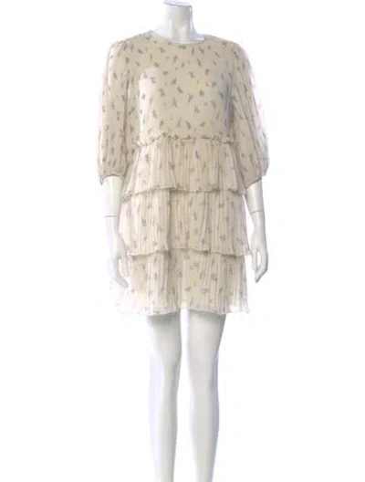 Pre-owned Ganni Printed Mini Dress In Yellow