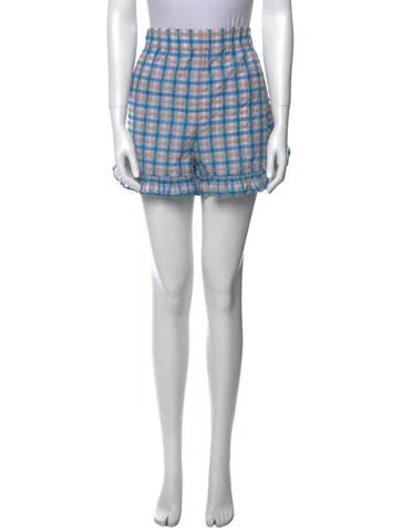 Pre-owned Ganni Printed Mini Shorts In Blue