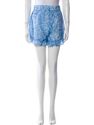 Pre-owned Ganni Printed Mini Shorts In Blue