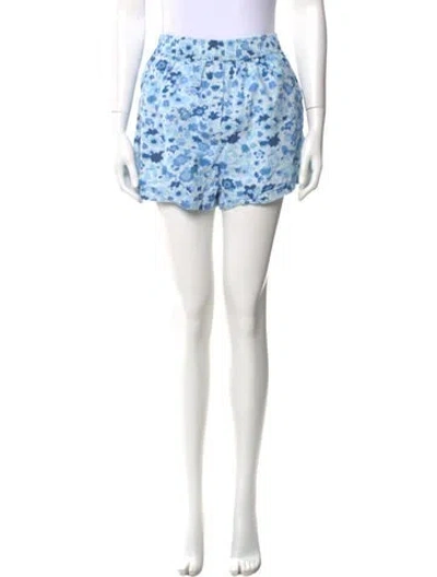 Pre-owned Ganni Printed Mini Shorts In Blue
