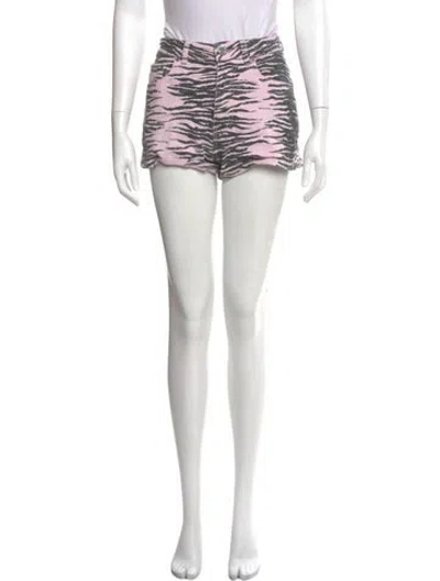 Pre-owned Ganni Printed Mini Shorts In Pink