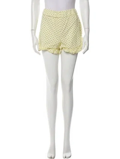 Pre-owned Ganni Printed Mini Shorts In Yellow