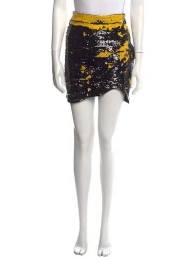 Pre-owned Ganni Printed Mini Skirt In Black