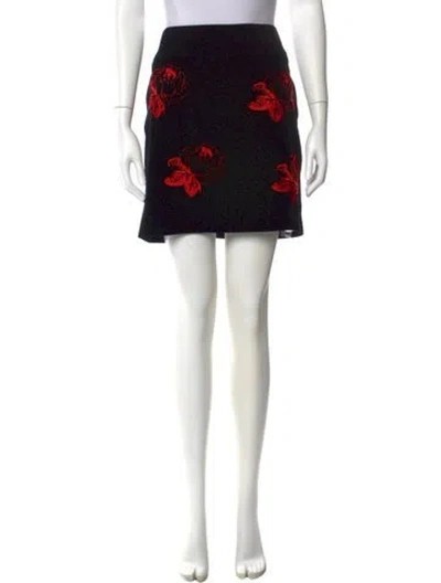 Pre-owned Ganni Printed Mini Skirt In Black
