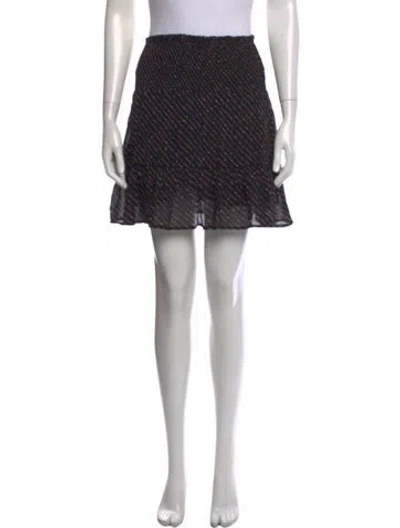Pre-owned Ganni Printed Mini Skirt In Black