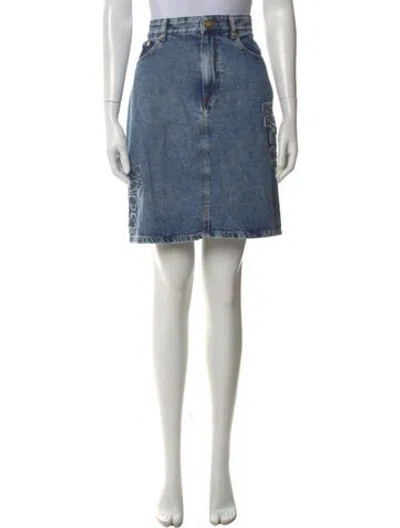 Pre-owned Ganni Printed Mini Skirt In Blue