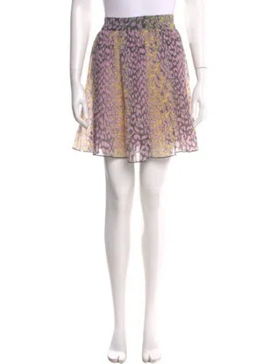 Pre-owned Ganni Printed Mini Skirt In Purple
