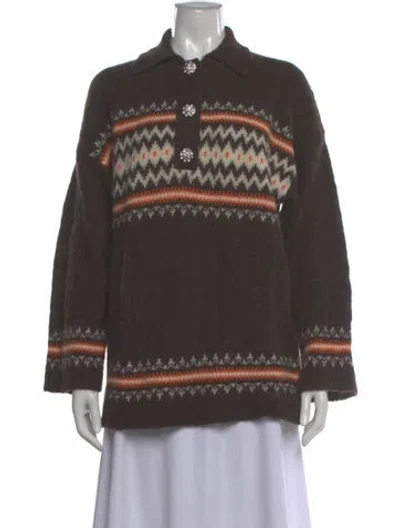 Pre-owned Ganni Printed Mock Neck Sweater In Multi