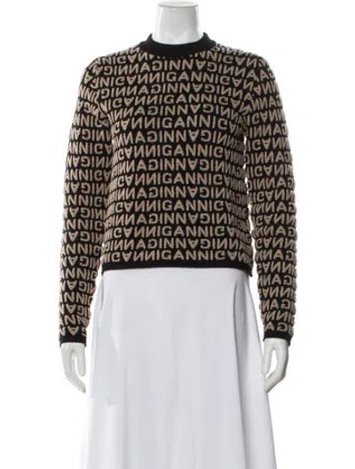 Pre-owned Ganni Printed Mock Neck Sweater In Neutral