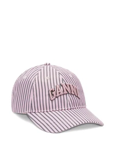 Ganni Printed Nylon Cap In Pink