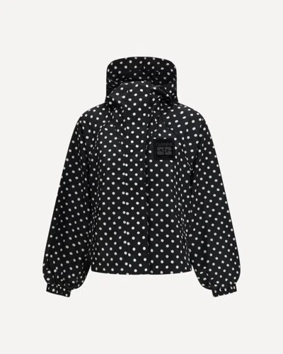 Ganni Flyweight Banana Graphic Long Coat In Black