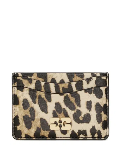 Ganni Printed Plaque Card Holder In Neutral