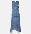 Ganni Denim Print Mesh Dress In Blue