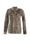 Ganni Leopard Print Canvas Overshirt In Multicolor