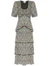 Ganni Printed Ruffled Midi Dress In 中性色