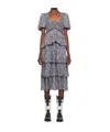 Ganni Printed Ruffled Midi Dress In Gray