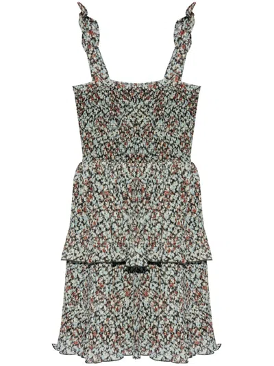 Ganni Printed Ruffled Mini Dress In Multi