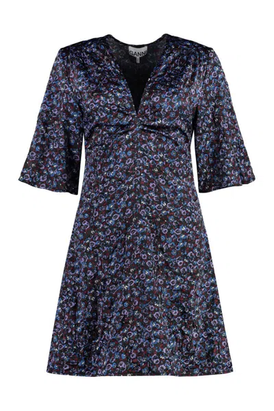 GANNI GANNI PRINTED SATIN DRESS
