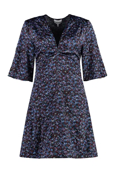 GANNI GANNI PRINTED SATIN DRESS
