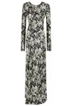 Ganni Floral-print Satin Maxi Dress In Flan