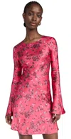 Ganni Printed Satin Mini Dress Raspberry Wine In Raspberry Wine
