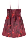 Ganni Floral Satin Minidress In Red