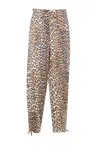 Ganni Leopard Print Satin Cargo Pants In Brown