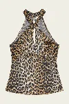 Ganni Leopard Print Satin Top For