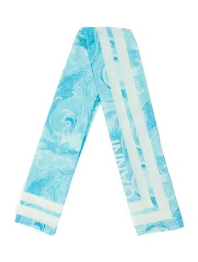 Pre-owned Ganni Printed Scarf In Blue