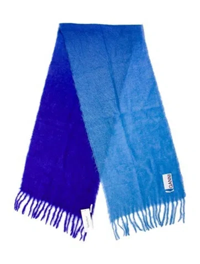Pre-owned Ganni Printed Scarf In Blue