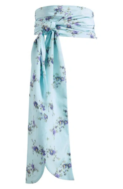 Ganni Printed Scarf In Blue