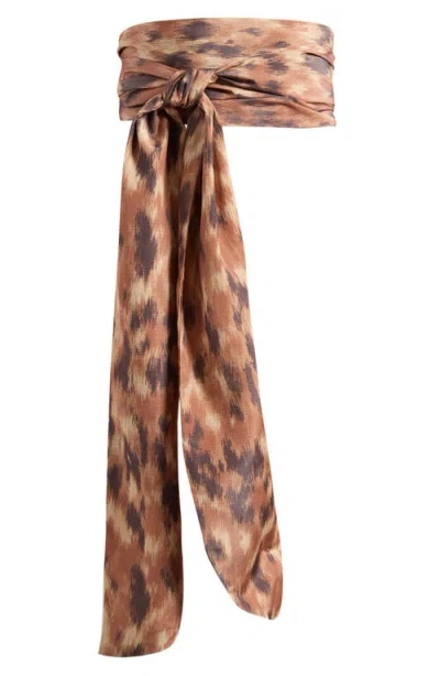 Ganni Printed Scarf In Brown
