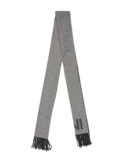 Pre-owned Ganni Printed Scarf In Gray