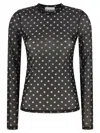 Ganni Printed Sheer Sweater In Black