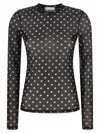 Ganni Printed Sheer Sweater In Black
