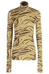 Ganni Printed Turtle Neck Sweater In Animal Print
