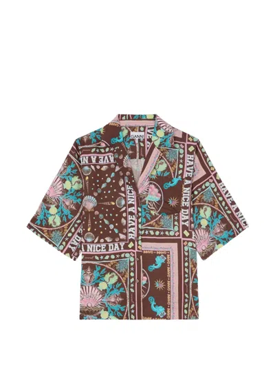 Ganni Printed Shirt In Multi