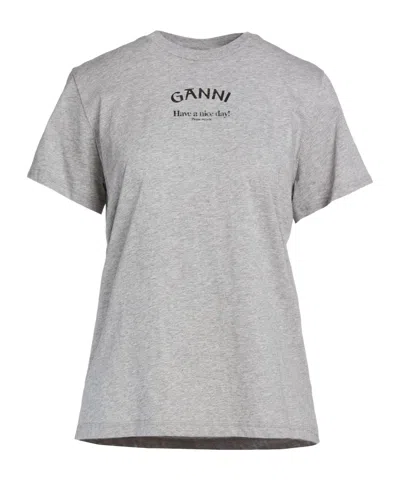 Ganni Printed Shortsleeve Tshirt In Grey