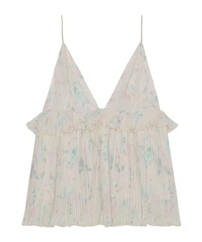 Ganni Printed Sleeveless Sling In Nude