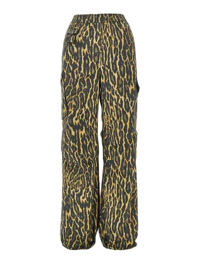 Ganni Printed Stretch Cotton Cargo Pants In Brown