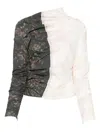 Ganni Printed Stretch Cotton Ruched Top