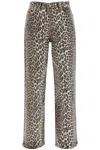 Ganni Stary Barrel Jeans In Leopard In Leopard
