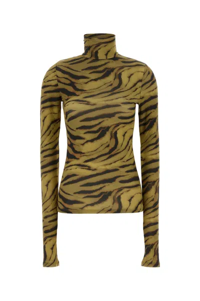 Ganni Printed Stretch Viscose Top In Multi