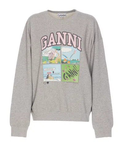 GANNI GANNI LOGO PRINTED OVERSIZED SWEATSHIRT