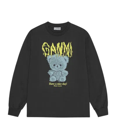 Ganni Printed Sweatshirt In Green